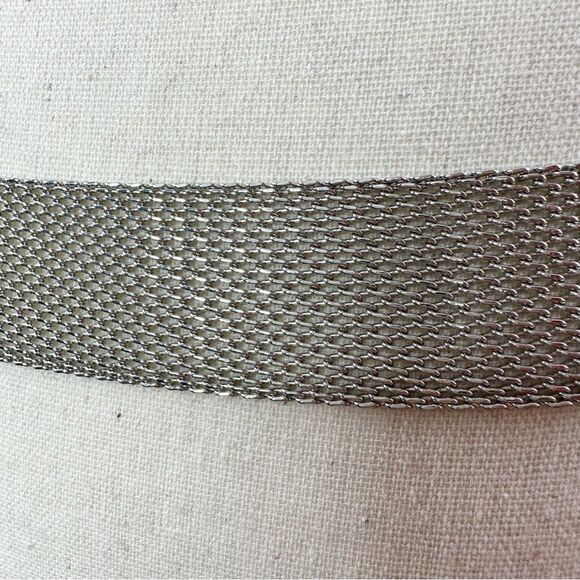 Zara Silver Mesh Belt w/Rhinestone Buckle and Accents Holiday Formal Cocktail - Picture 6 of 12